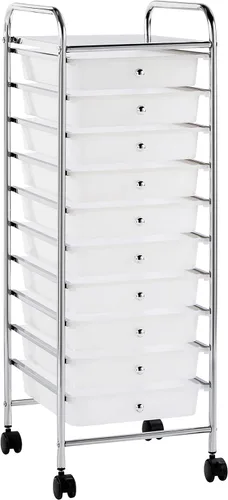 Vista 15 de Topeakmart Organizador de carrito con ruedas de 12 cajones, cajones de almacenamiento de plástico, carrito utilitario, 360 ruedas, color negro