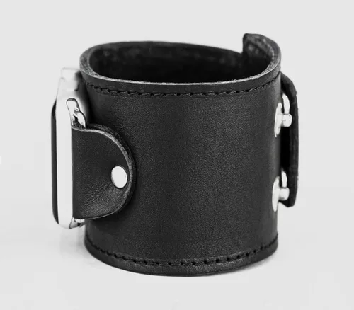 Vista 5 de Correa de cuero cosida ancha compatible con Apple Watch de 1.496 in 1.575 in 1.614 in 1.654 in 1.732 in 1.772 in 1.811 in 1.929 in, hecho a mano UA