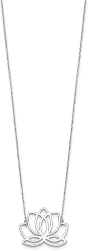 Vista 2 de Collar de plata de ley 925 con flor de loto de 18 pulgadas, dije de cadena de jardinería, joyería fina para mujeres, regalos para ella
