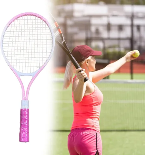 Vista 5 de kowaku Raqueta de tenis, equipo de tenis, ligera, a prueba de golpes, portátil, de nailon, cuerdas, raqueta de tenis para jardín, verano, playa