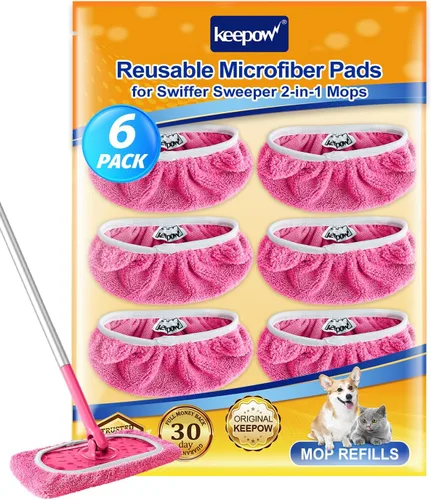 Vista 16 de KEEPOW Paños de barrido en seco reutilizables de microfibra compatibles con trapeador Swiffer, almohadillas lavables a máquina para trapeador
