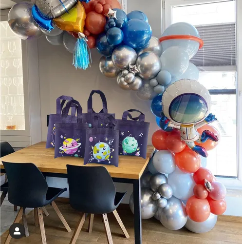 Vista 7 de BANBALLON 20 bolsas de recuerdo para fiesta del espacio exterior, bolsas de regalo espaciales, bolsas de regalo para niños, sistema solar galáctico
