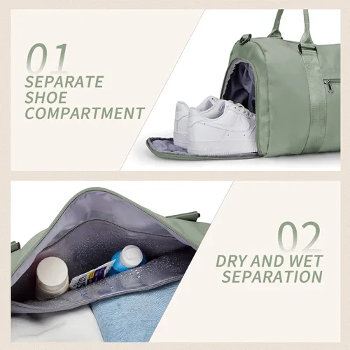 Vista 4 de Bolsa de gimnasio para hombres con compartimento para zapatos y bolsillo húmedo, mochila deportiva para natación, yoga, bolsa de viaje impermeable