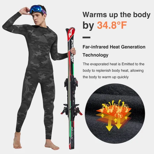 Vista 5 de UNIQUEBLLA - Conjunto de ropa interior térmica para hombre, capa base térmica, parte inferior para clima frío