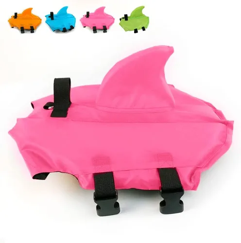 Vista 10 de Snik-S Chaleco salvavidas para perros - Preserver con cinturón ajustable, chaqueta de tiburón para nadar para mascotas para perros de nariz corta