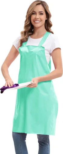 Vista 4 de Nanxson Delantal impermeable de TPU con bolsillo, delantales de trabajo ligeros para niñas, estilo H para lavar platos, aseo de mascotas, jardinería