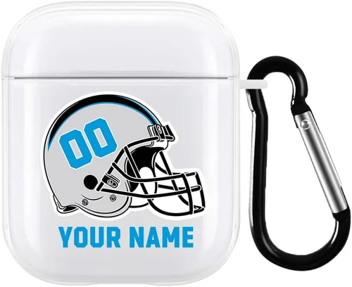 Vista 28 de Funda de casco de fútbol con nombre y número para Apple AirPods de 2ª y 1ª generación, regalo personalizado para fanáticos de los deportes de Arizona