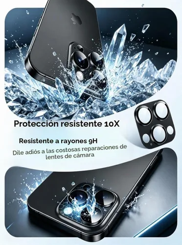 Vista 4 de [Paquete de 2] Compatible con iPhone 13 Pro/iPhone 13 Pro Max protector de lente de cámara de metal Plus cubierta de cámara de vidrio templado