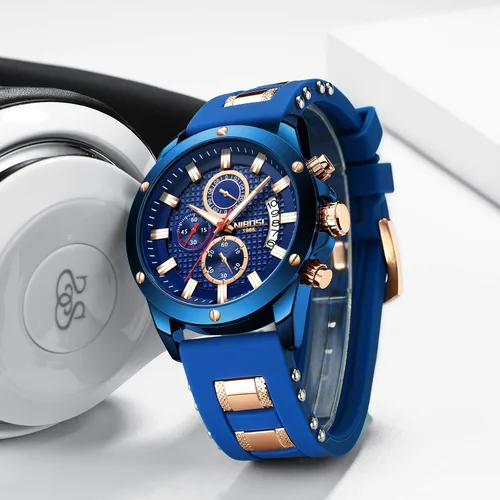 Vista 3 de NIBOSI Reloj de pulsera de cuarzo impermeable para hombre, Cronógrafo