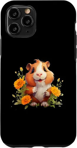 Vista 10 de iPhone 15 Guinea Pig with Flowers for a Guinea pig Lover Case