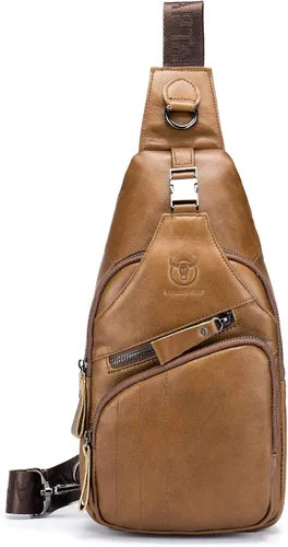 Vista 5 de Bolsos cruzados para hombre, bolso bandolera de cuero, mochilas casuales para el pecho, bolsa de hombro, mochilas de senderismo de viaje