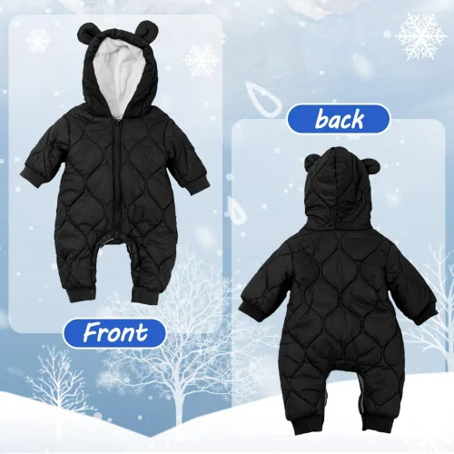 Vista 6 de Traje de nieve para bebés y niñas recién nacidos, overol de invierno para recién nacidos, ropa para exteriores, abrigo de una sola pieza, sudaderas