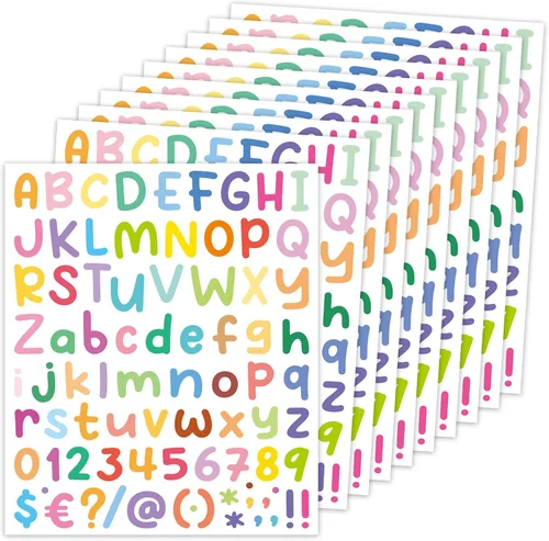 Vista 7 de Calcomanías de letras, Dizdkizd - Pequeñas calcomanías del alfabeto, calcomanías de vinilo impermeables de 1 pulgada, letras autoadhesivas, un