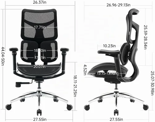 Vista 3 de SIHOO Doro S100 - Silla de oficina ergonómica, soporte lumbar dinámico Negro
