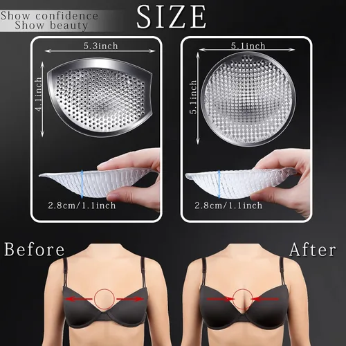Vista 2 de Honoson 2 pares de inserciones de brasier de silicona transpirable, impermeables, transpirables y reutilizables, realzadores de pecho, adecuados