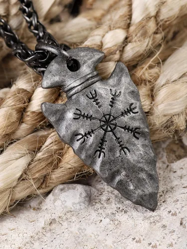 Vista 4 de HAQUIL Joyería vikinga collar con colgante de talismán vikingo de acero inoxidable de hierro forjado antiguo regalo de joyería vikinga para hombres