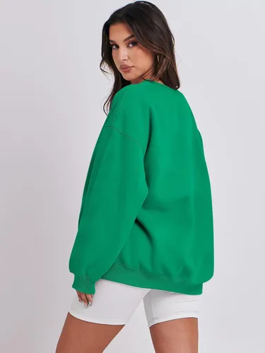 Vista 4 de ANRABESS Sudadera de gran tamaño para mujer, con cuello redondo, estilo Y2K, sudadera con capucha de forro polar, cómoda, camiseta informal, ropa