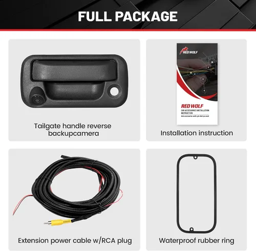 Vista 8 de RED WOLF Manija de puerta de cajuela con cámara de respaldo para reversa, reemplazo para Ford F150 (2004-2014), F-250/F-350/F450/F550 (2008-2016)