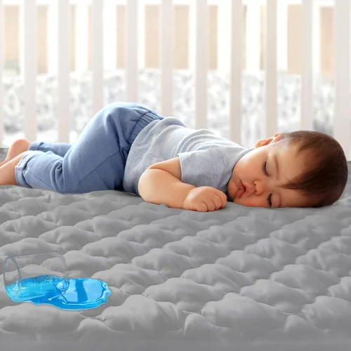 Vista 17 de Sábana impermeable para Pack 'n Play acolchada, protector de sábana de 39 x 27 pulgadas, compatible con colchones para bebés plegables y cunas