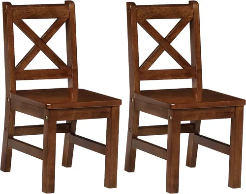 Vista 6 de eHemco Juego de mesa y silla de madera maciza para niños, café, 3 piezas