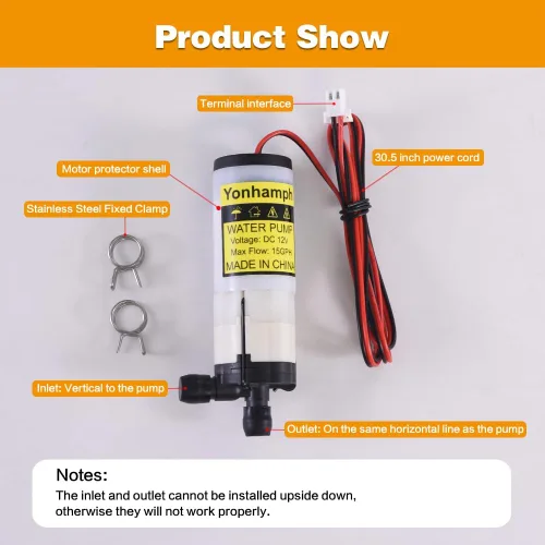 Vista 3 de Upgrade KPW26C-12C2 - Bomba de agua compatible con máquina de hielo G E Profile Opal 2.0, mini bomba de repuesto CC de 12 V con protección contra