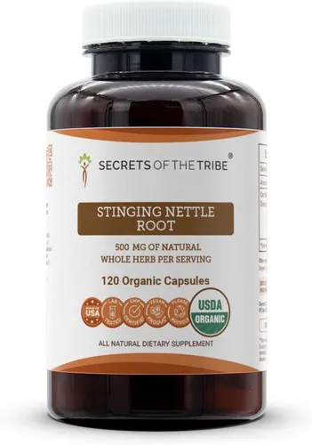 Vista 7 de Secrets of the Tribe Raíz de ortiga orgánica USDA 60 cápsulas Fabricado con cápsulas vegetarianas orgánicas y ortiga orgánica (Urtica Dioica) raíz