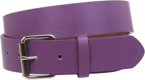 Vista 13 de Beltiscool 1 1/2" (38 mm) Snap On Plain Leather Jean Belt con hebilla de rodillo Amarillo