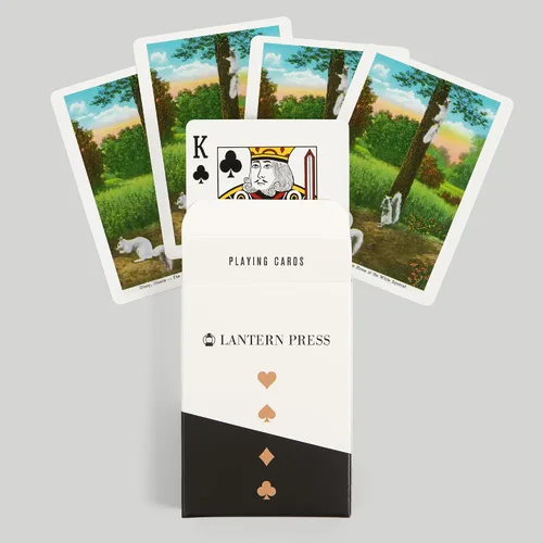 Vista 6 de Olney, Illinois, vista del hogar de las ardillas blancas (52 cartas de juego, baraja de cartas de tamaño póquer con comodines)