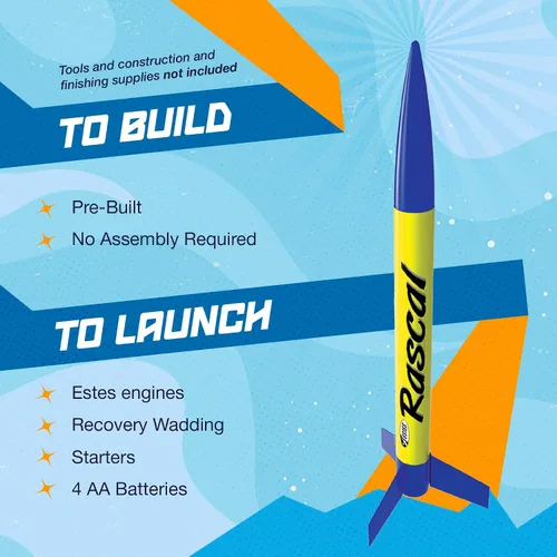Vista 4 de Estes 1499 Rascal and Hijinks Rocket Launch Set, juego de modelo de cohete volador preconstruido para principiantes a partir de 10 años, incluye