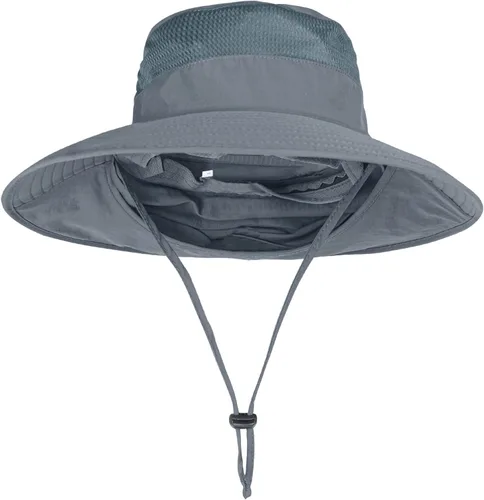Vista 3 de ZOORON Sombreros de sol para hombres y mujeres con solapa para el cuello Gris oscuro