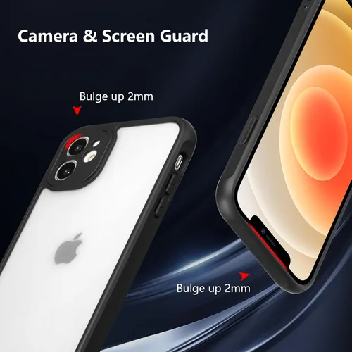 Vista 5 de RALEAVO Funda mate compatible con iPhone 12, delgada, translúcida, esmerilada, parte trasera de policarbonato, protección militar contra caídas