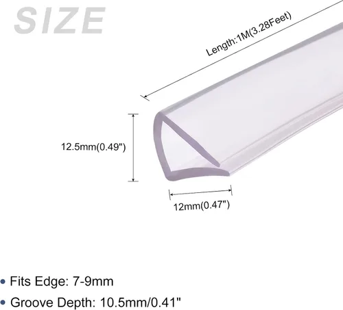 Vista 2 de METALLIXITY Bordes de borde (3.3 ft/3.28 pies), 1 unidad, sello en U de PVC para tira de sellado de borde de 0.276-0.354 in, para sellos de ventana