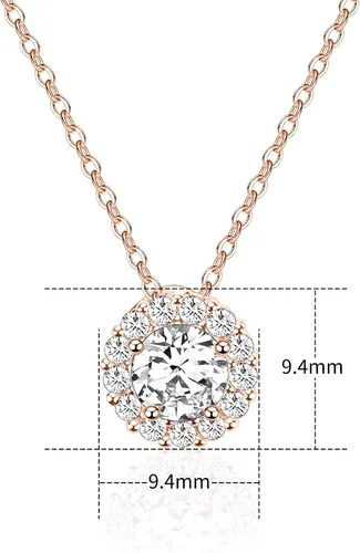 Vista 4 de Vinjewelry Juego de collar y aretes de circonita cúbica chapados en oro rosa blanco de 14 quilates, joyería de boda para novia, Metal, otro