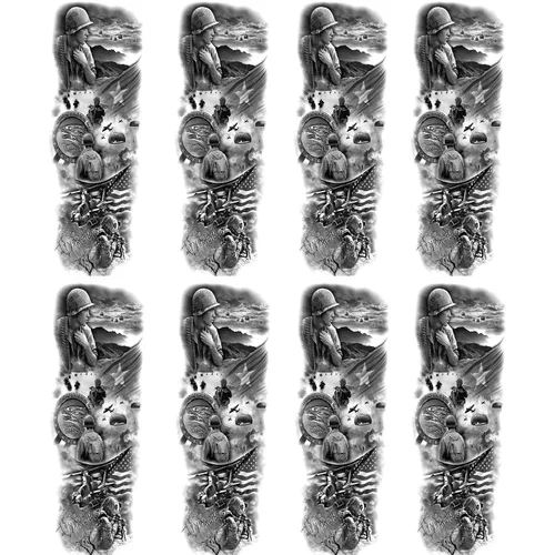 Vista 6 de Pegatinas de tatuaje de manga de león falso, brazo completo, tatuajes temporales para adultos, niños, mujeres, maquillaje, 8 hojas
