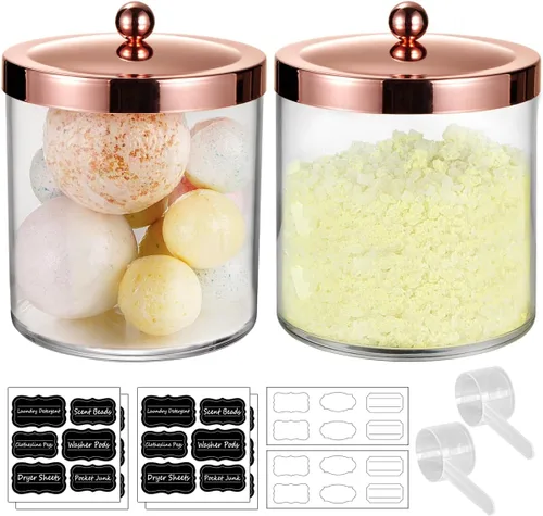 Vista 10 de SheeChung Tarro de Boticario Premium - Recipiente Contenedor Grande de Plástico Transparente de 50 Oz. con Tapa de Acero Inoxidable a Prueba