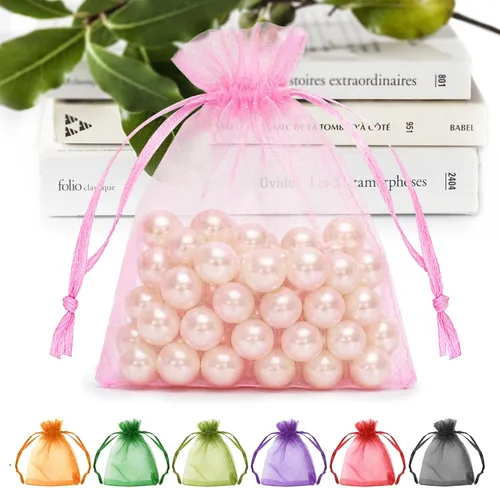 Vista 12 de ANZNKU Paquete de 50 bolsas de organza multicolor de 3 x 4 pulgadas, mini bolsas de regalo para regalos de Pascua, día de la madre, bolsa de joyería