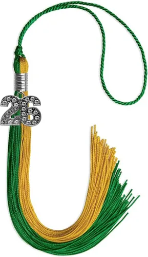 Vista 155 de Endea Graduation Borla de doble color con dije de plata brillante (negro/oro antiguo, 2025)