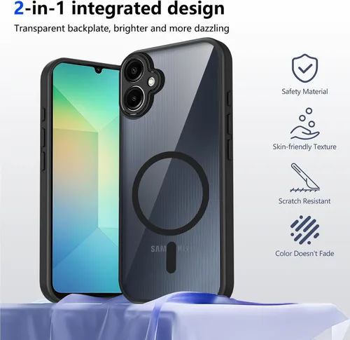 Vista 467 de Funda magnética transparente compatible con Xiaomi 17T, color negro 2 en 1 PC + TPU cubierta de teléfono a prueba de golpes, carcasa protectora