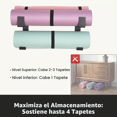Vista 5 de Alfombrilla de yoga de acero de 2 niveles para montaje en pared