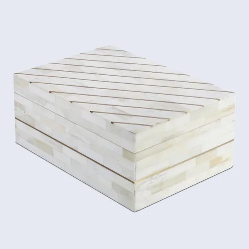 Vista 2 de Handicrafts Home Caja de almacenamiento decorativa grande con tapa, organizador de mesa auxiliar de 9 x 6 x 3.5 pulgadas, recuerdo, cajas