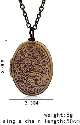 Vista 2 de Sdouefos Collar vintage con medallón abierto, diseño de flores ovaladas antiguas grabadas con dije de foto para mujeres y niñas