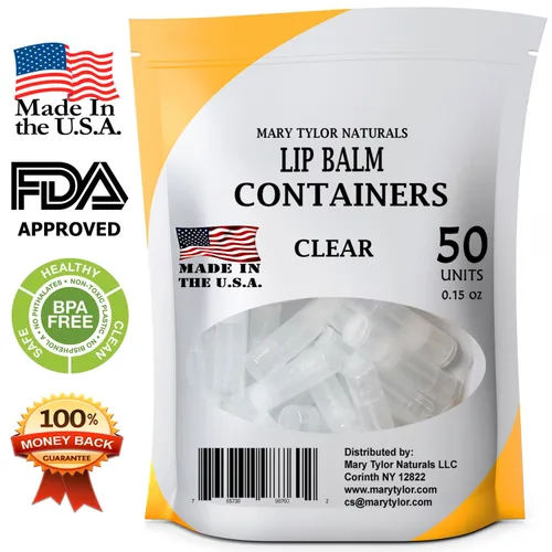 Vista 4 de 50 recipientes transparentes para bálsamo labial tubos redondos, sin BPA, fabricados en Estados Unidos, 100% libre de BPA, con tapas transparentes