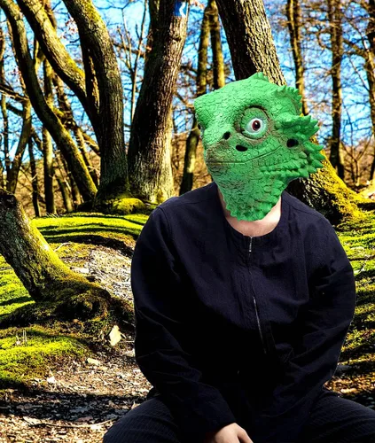 Vista 6 de MAOGUSR Máscara de lagarto para cabeza de animal, disfraz de Halloween, máscara de látex para fiesta, cabeza completa para adultos, color verde