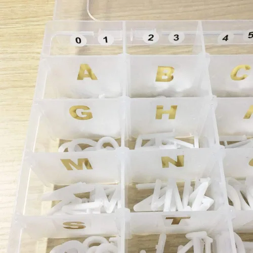 Vista 6 de Sivya Caja organizadora de plástico de 36 rejillas con separadores ajustables, ideal para tu tablero de cartas con calcomanías