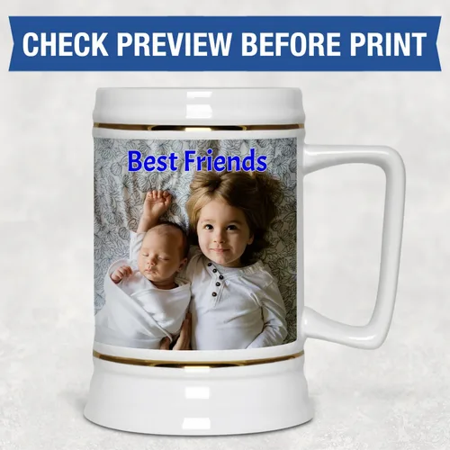 Vista 4 de Taza de cerveza personalizada, jarra de cerveza personalizada con texto en imagen, tazas personalizadas con nombre y logotipo, taza de cerámica