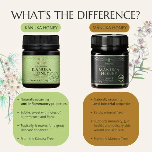 Vista 5 de BeeNZ Miel Kānuka cruda – Miel Kānuka monofloral pura de Nueva Zelanda, edulcorante natural y superalimento para el bienestar, cuidado de la piel