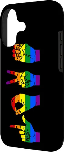 Vista 2 de Sign Language Love LGBT Pride Month Rainbow Gay Lesbian Gift Case for iPhone 17