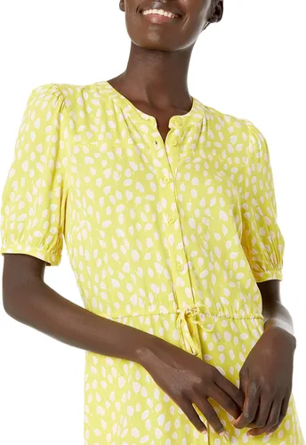 Vista 3 de Tienda Essentials - Vestido por debajo de la rodilla de media manga para mujer, estilo acampanado, ajuste holgado, ceñido en la cintura