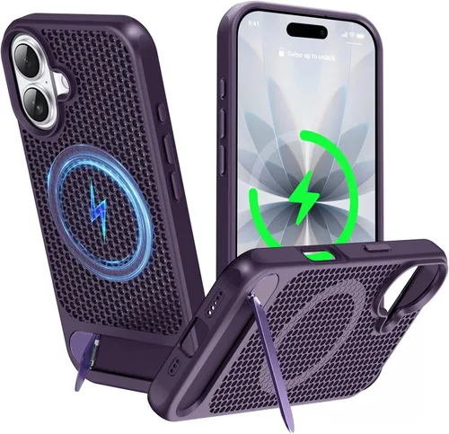 Vista 71 de Funda magnética de disipación de calor para iPhone 13 Pro Max, para MagSafe, protección contra caídas Coolingf, funda con función atril ajustable