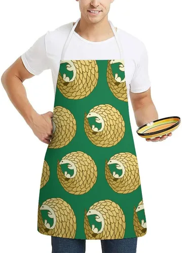 Vista 4 de Funny Pangolin Kitchen Apron with Adjustable Neck Strap Waterproof for Cooking Baking Drawing